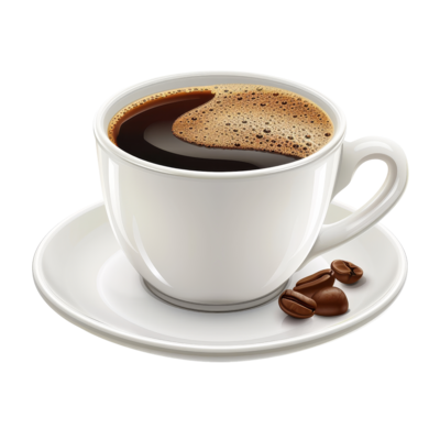 ai generated a cup of coffee and a piece of coffee bean perfect for food and beverage related designs or promoting cozy moments png
